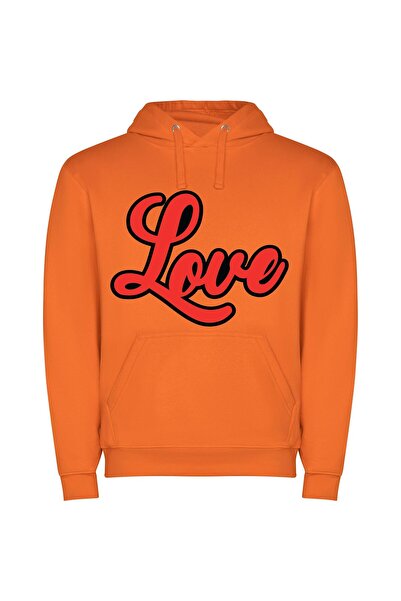 iLovePrints Scarlet Love Art Φούτερ με κουκούλα σε χρώμα Πορτοκαλί