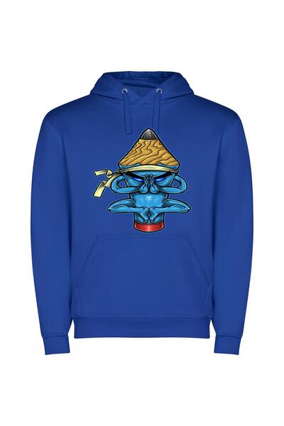 iLovePrints Enigmatic Woodland Ninja Φούτερ με κουκούλα σε χρώμα Μπλε