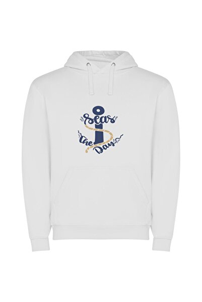 iLovePrints Sailor's Serene Escape Φούτερ με κουκούλα σε χρώμα Λευκό