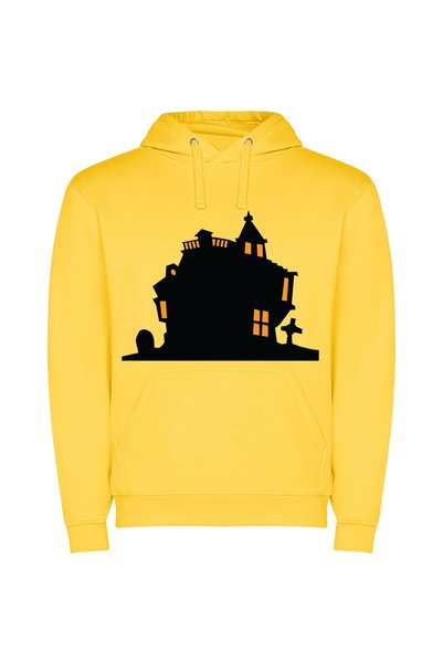 iLovePrints Eerie Manor Estate Φούτερ με κουκούλα σε χρώμα Κίτρινο