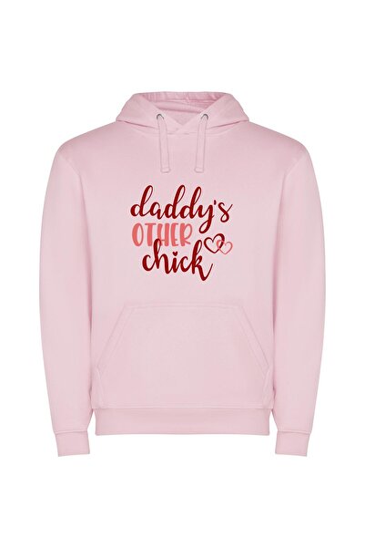 iLovePrints Daddy's Elegant Handwritten Title Φούτερ με κουκούλα σε χρώμα Ροζ