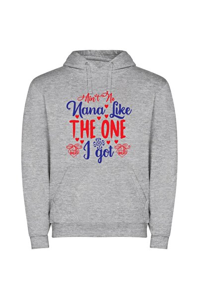 iLovePrints Bold Patriotic Mama Print Φούτερ με κουκούλα σε χρώμα Γκρι
