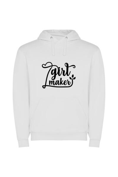 iLovePrints Ink Empowered: Minimalist SVG Φούτερ με κουκούλα σε χρώμα Λευκό