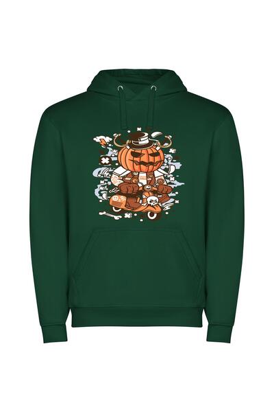 iLovePrints Pumpkin Scooter Spectacle Φούτερ με κουκούλα σε χρώμα Πράσινο