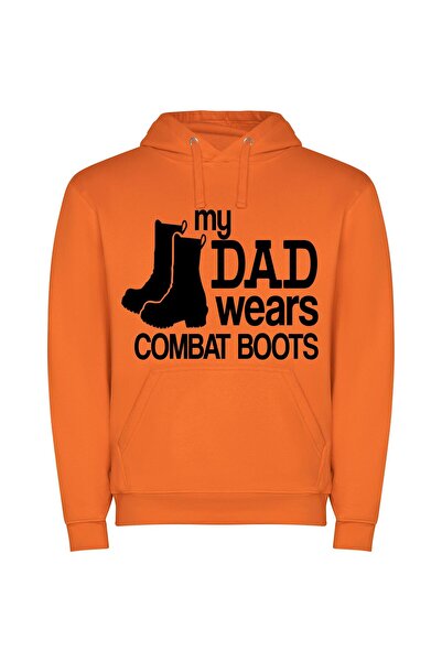 iLovePrints Bold Combat Boot Fashion Φούτερ με κουκούλα σε χρώμα Πορτοκαλί