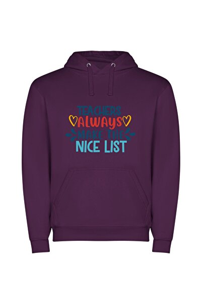 iLovePrints Kindness Ranks High: Teacher Φούτερ με κουκούλα σε χρώμα Μωβ