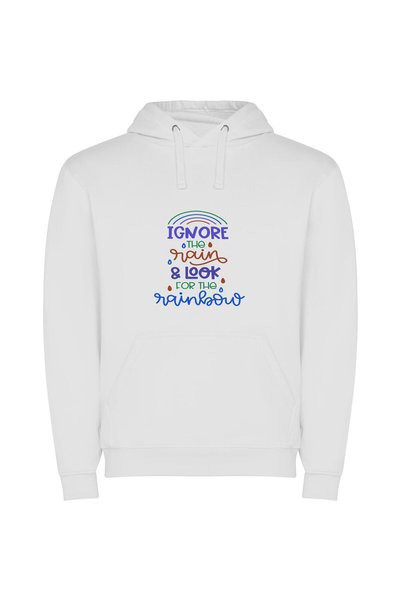 iLovePrints Chasing the Rainbow Glow Φούτερ με κουκούλα σε χρώμα Λευκό