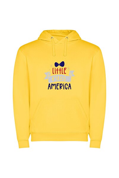 iLovePrints Patriotic Miss USA Bow Φούτερ με κουκούλα σε χρώμα Κίτρινο