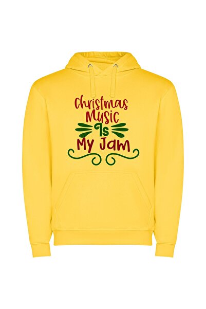 iLovePrints Festive Jams: Inspired Melodies Φούτερ με κουκούλα σε χρώμα Κίτρινο