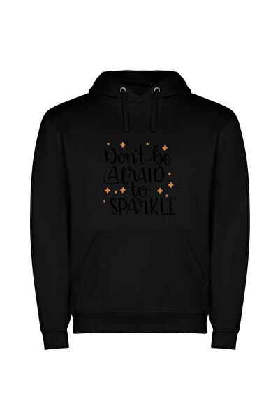 iLovePrints Sparkle, Shine, Embrace It Φούτερ με κουκούλα σε χρώμα Μαύρο