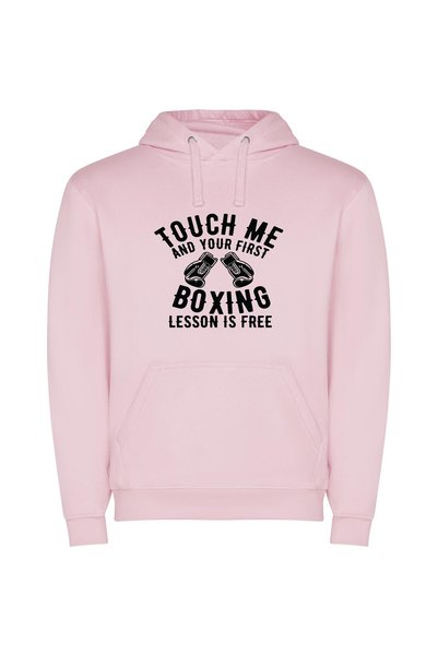 iLovePrints Free Lesson Punch: Box Φούτερ με κουκούλα σε χρώμα Ροζ