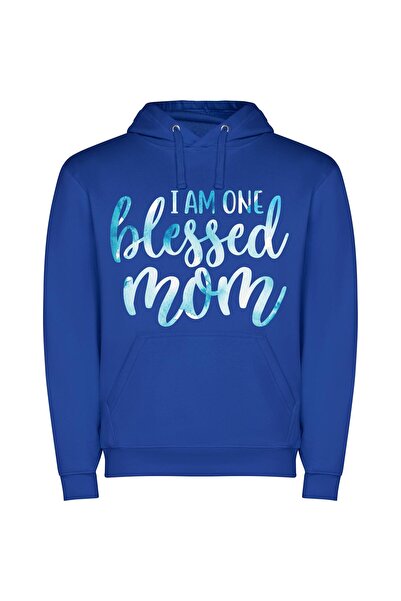 iLovePrints Blessed Blue Watercolor Serenity Φούτερ με κουκούλα σε χρώμα Μπλε