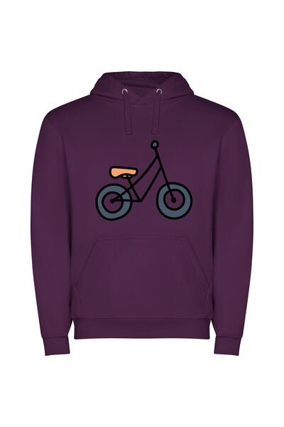 iLovePrints Classic Monochrome Bicycles Φούτερ με κουκούλα σε χρώμα Μωβ
