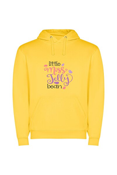 iLovePrints Bean Girl's Colorful Delight Φούτερ με κουκούλα σε χρώμα Κίτρινο