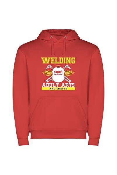 iLovePrints Fancy Welding Crafts Collection Φούτερ με κουκούλα σε χρώμα Κόκκινο