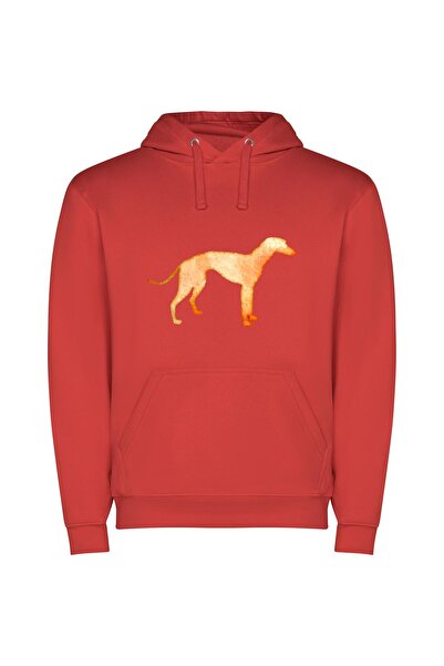 iLovePrints Elegant Anthropomorphic Dog Φούτερ με κουκούλα σε χρώμα Κόκκινο