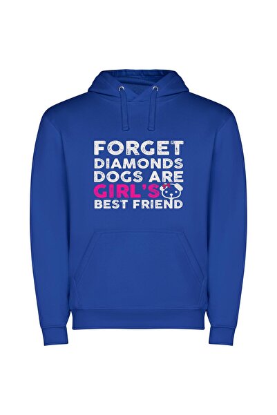 iLovePrints Best Friends and Diamonds Φούτερ με κουκούλα σε χρώμα Μπλε
