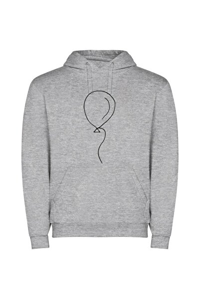 iLovePrints Mono Balloon Sketch Φούτερ με κουκούλα σε χρώμα Γκρι