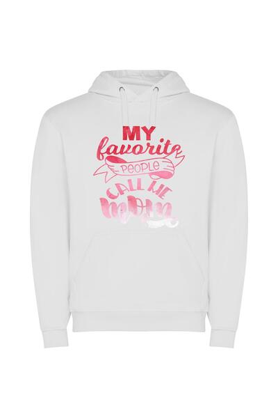 iLovePrints Beloved: Mom, Friend, Grandma Φούτερ με κουκούλα σε χρώμα Λευκό