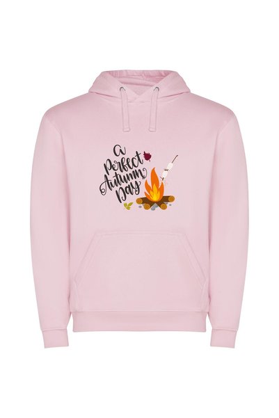 iLovePrints Autumn's Vibrant Campfire Φούτερ με κουκούλα σε χρώμα Ροζ
