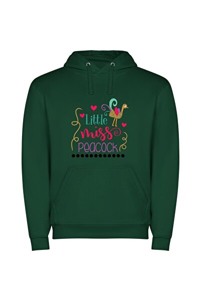iLovePrints Precious Peacock Portrait Φούτερ με κουκούλα σε χρώμα Πράσινο
