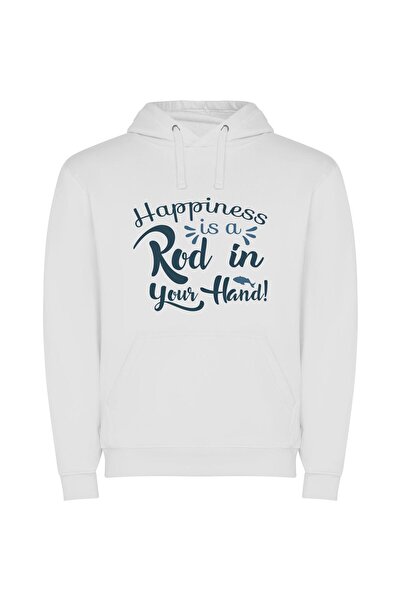 iLovePrints Joyful Rod of Happiness Φούτερ με κουκούλα σε χρώμα Λευκό
