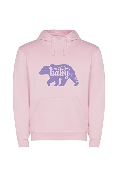 iLovePrints Purple Baby Bear Elegance Φούτερ με κουκούλα σε χρώμα Ροζ