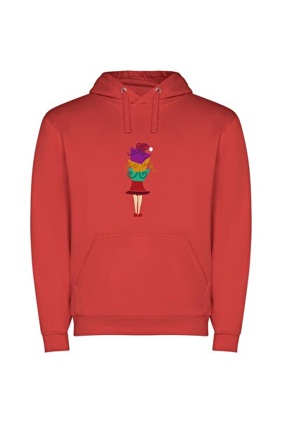 iLovePrints Enchanting Festive Fashion Φούτερ με κουκούλα σε χρώμα Κόκκινο