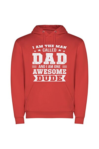 iLovePrints Dad: The Epic Awesomeness Φούτερ με κουκούλα σε χρώμα Κόκκινο