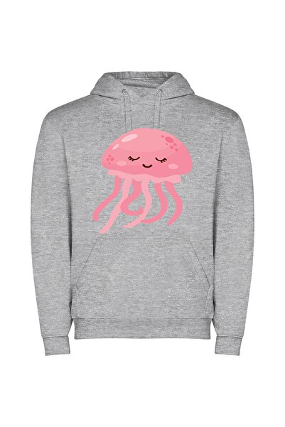 iLovePrints Jellyfish Extravaganza Φούτερ με κουκούλα σε χρώμα Γκρι