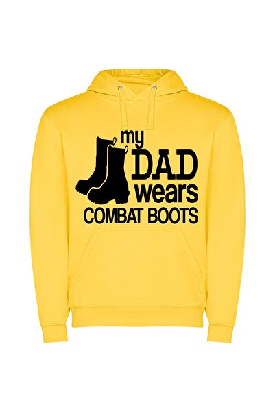 iLovePrints Bold Combat Boot Fashion Φούτερ με κουκούλα σε χρώμα Κίτρινο