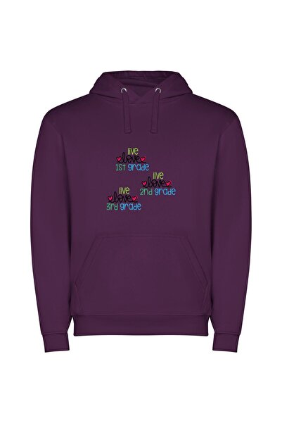 iLovePrints Pure Love: Enchanting Schools Φούτερ με κουκούλα σε χρώμα Μωβ