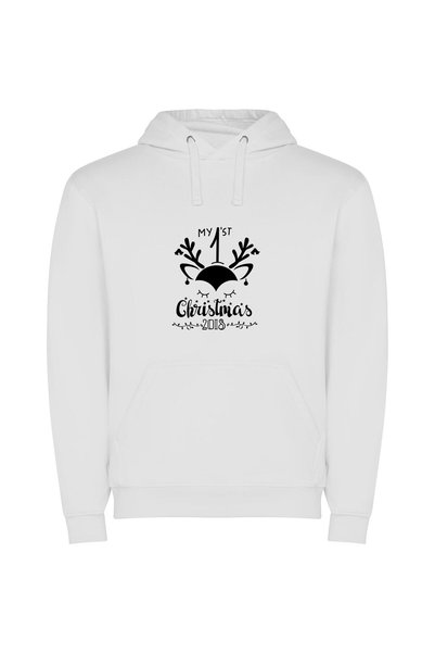 iLovePrints Festive Hand-Drawn Charm Φούτερ με κουκούλα σε χρώμα Λευκό