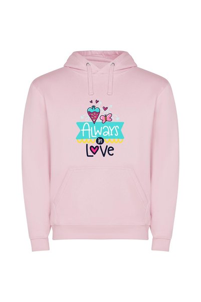 iLovePrints Everlasting Love Illustration Φούτερ με κουκούλα σε χρώμα Ροζ