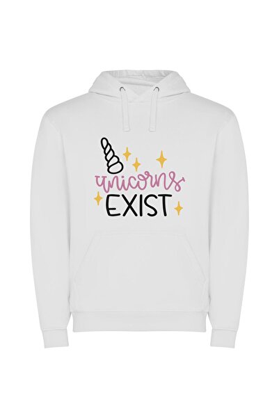 iLovePrints Existential Unicorn Escape Φούτερ με κουκούλα σε χρώμα Λευκό