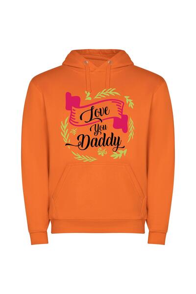 iLovePrints Daddy's Digital Love Sign Φούτερ με κουκούλα σε χρώμα Πορτοκαλί