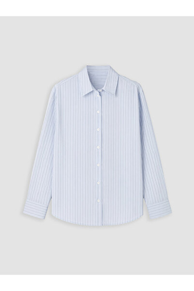 LC Waikiki Blue Striped Modal Blend Women's Shirt