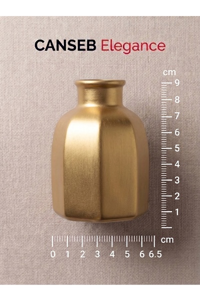 CANSEB Elegance 9x6.5 سم - لون ذهبي ناعم - مزهرية صغيرة ثمانية الأضلاع - صناع...