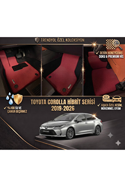 TOYOTA COROLLA HİBRİT SERİSİ 2019 - 2026 PREMİUM ARACA ÖZEL EVA PASPAS TAKIMI METAL TOPUKLUK VE 2 ADET METAL LOGO HEDİYE 2 YIL GARANTİLİ