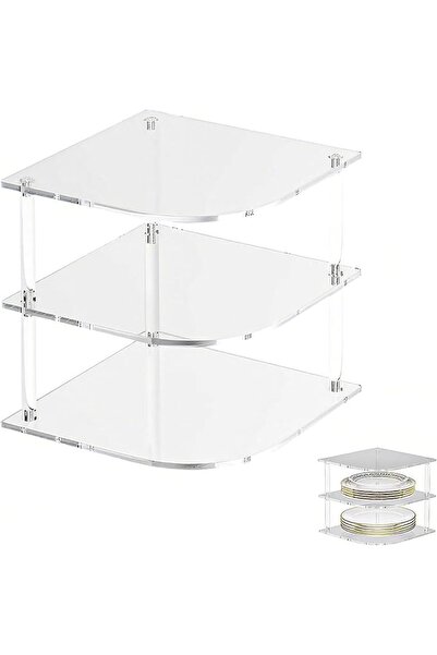 KASTWAVE 3-Tier Clear Acrylic Plate Organizer for Cabinet - Space Saving Stac...