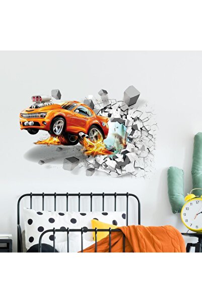 Generic Tanlaby 3D Car Wall Sticker Car Wall Sticker Broken Wall Sports Car W...