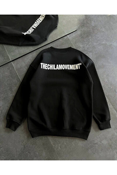 oniks store Winter bicycle collar oversize printed sweatshirt - black