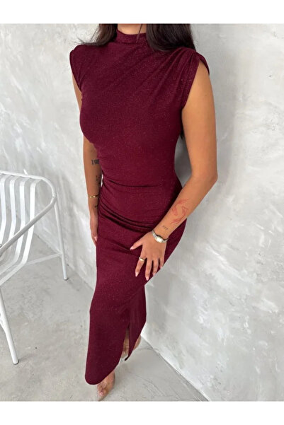 Modayakamoz Lycra Glitter Fabric Side Slit Long Dress Stylish Sleeveless Even...