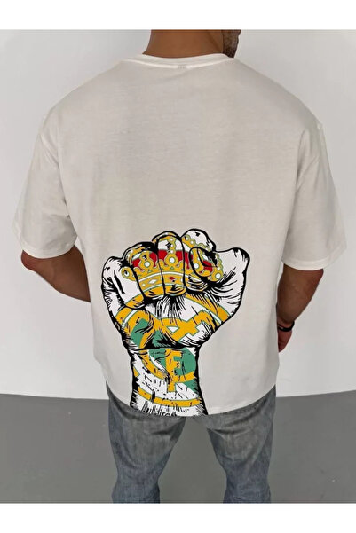 Wear Up Unisex bicycle collar printed oversize t-shirt - white