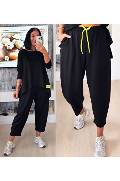 Wear Up مجموعة مزدوجة من نسيج القطن الفيسكوز ذو الخيطين للنساء مع تفاصيل مزخرفة