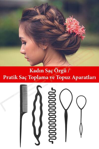 AL&ES kozmetik Practical Hair Braid and Bun Apparatus Set, Women's Hair Braid...