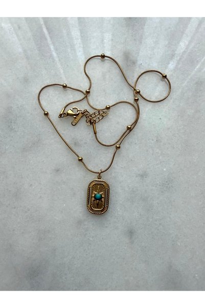 Alya Jewelry قلادة من الفولاذ على شكل نجم القطب بتصميم عتيق ذهبي اللون
