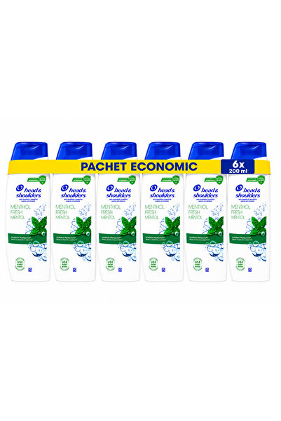 Head & Shoulders Menthol Fresh Șampon Anti-Mătreață 6 x 200 ml - Pachet Econo...
