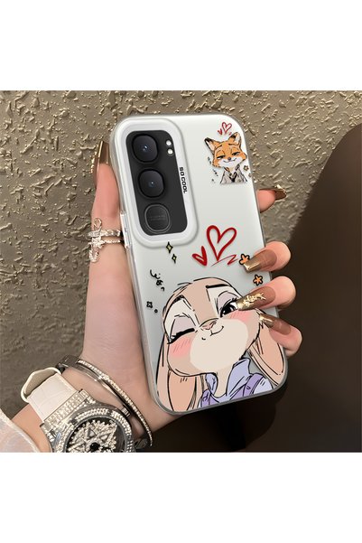 CHICASELUX حافظة مطبوعة على شكل أرنب ثعلب بتصميم قلب متوافق مع Vivo Y31/Y21D،...