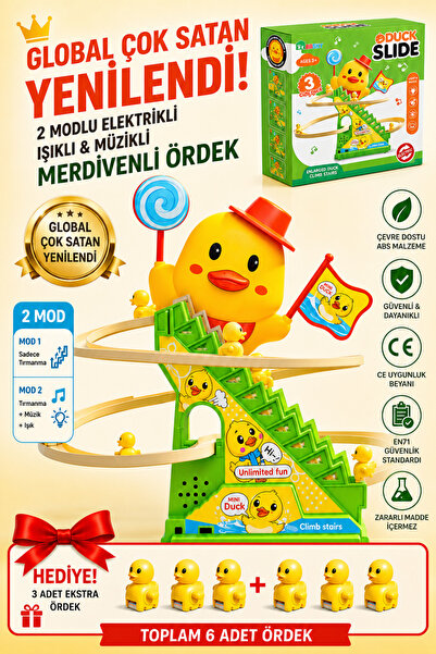 MagX Işıklı Müzikli Otomatik Merdiven Çıkan Ördek Kaydırak Oyuncağı Eğitici 3...